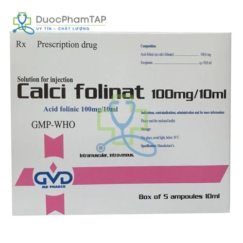 Calci folinat 100mg/10ml MD Pharco (1 ống)