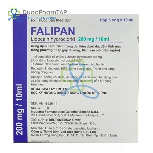 Falipan - Lidocain Hydroclorid 200mg/10ml Galenica Senese