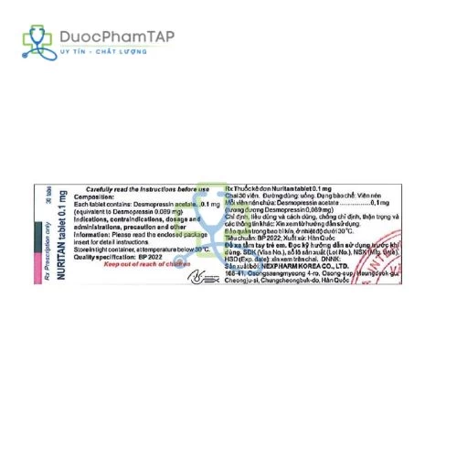 Nuritan Tablet 0.1 mg - Desmopressin Nexpharm
